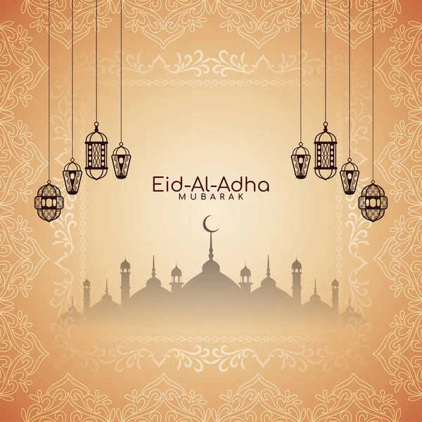 Eid Adha Mubarak Zachte Bruine Achtergrond Ontwerp Vector — Stockvector