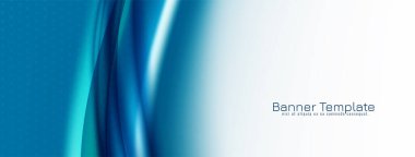 Soyut mavi dalga stili dekoratif bayrak tasarım vektörü