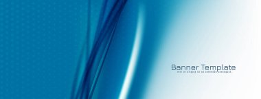 Soyut mavi dalga stili dekoratif bayrak tasarım vektörü