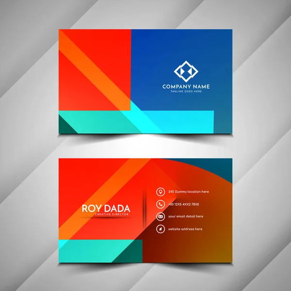 Stylish Colorful Geometric Design Visiting Card Template Vector — Vetor de Stock