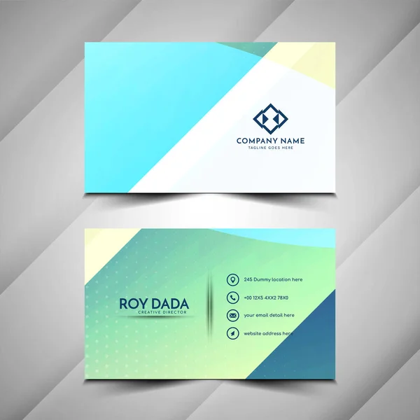 Modern Soft Blue Green Geometric Business Card Template Vector — Vector de stock