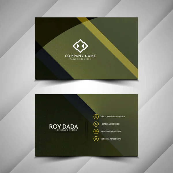 Stylish Dark Green Geometric Corporate Business Card Template Vector — Vector de stock
