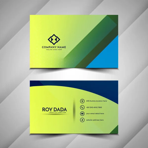 Stylish Green Blue Geometric Corporate Business Card Template Vector — 스톡 벡터