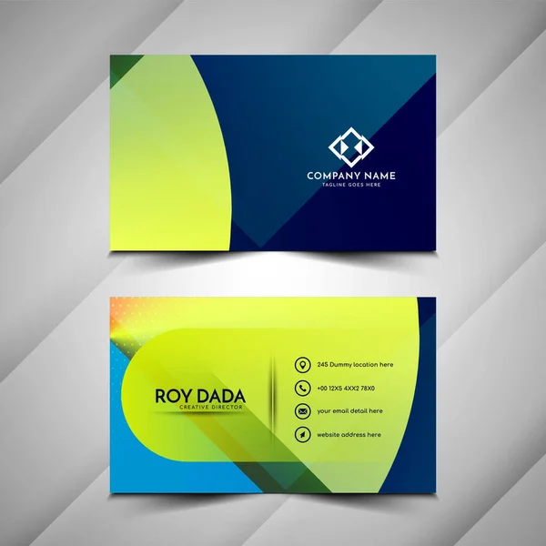 Stylish Green Blue Geometric Corporate Business Card Template Vector — 图库矢量图片