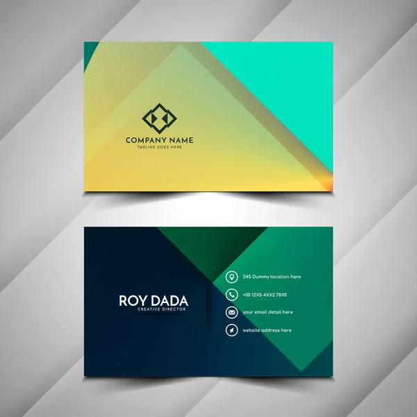 Elegant Green Blue Geometric Business Card Template Design Vector — Archivo Imágenes Vectoriales