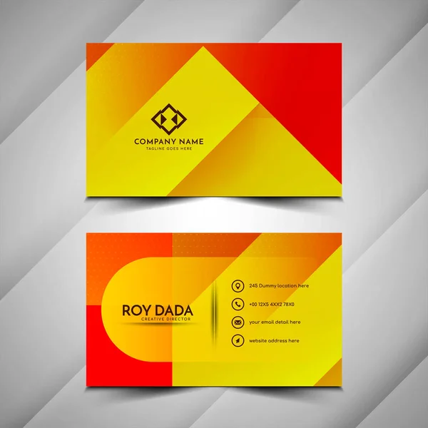 Modern Yellow Red Geometric Business Card Template Design Vector — 스톡 벡터