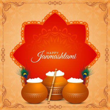 Dini Mutlu Janmashtami geleneksel festival arkaplan tasarım vektörü