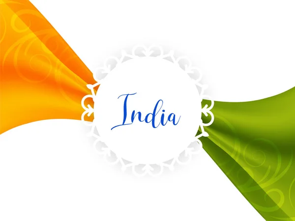 Indian Flag Theme Wave Style Elegant Background Design Vector —  Vetores de Stock