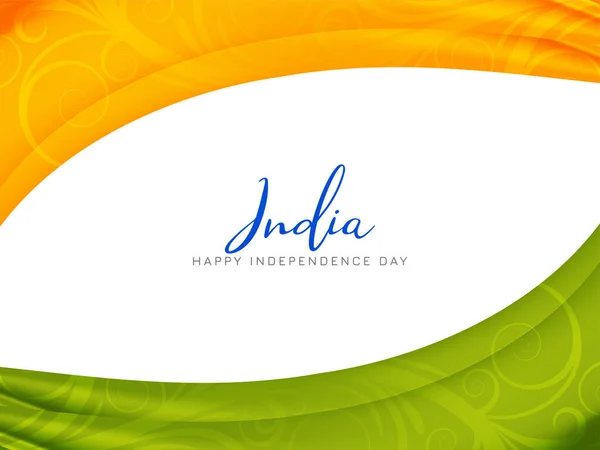Indian Flag Theme Wave Style Independence Day Background Design Vector — Vetor de Stock