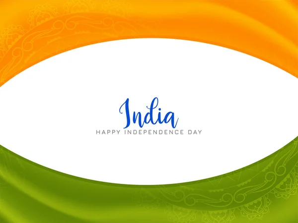 Indian Flag Theme Wave Style Background Independence Day Vector — ストックベクタ