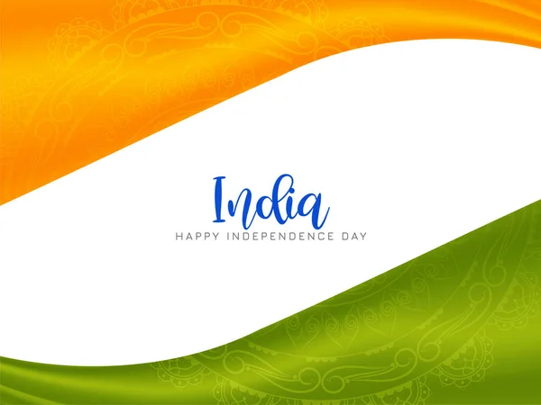 Indian Flag Theme Wave Style Elegant Background Design Vector — Vetor de Stock