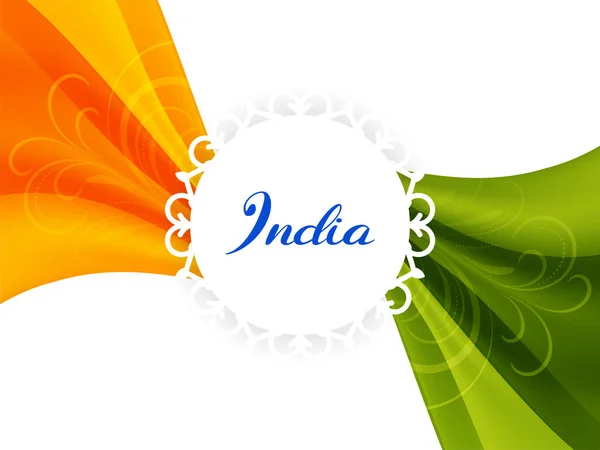 Indian Flag Theme Wave Style Background Independence Day Vector — Vetor de Stock