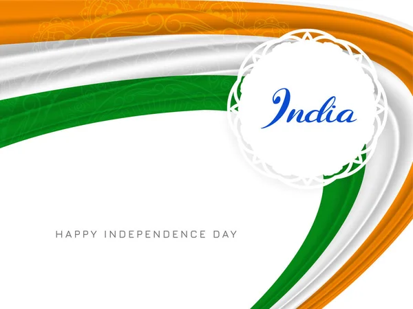 Tricolor 15Th August Indian Flag Theme Wave Style Background Design — Διανυσματικό Αρχείο