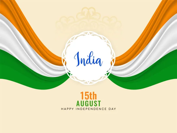 Tricolor 15Th August Indian Flag Theme Wave Style Background Design — Διανυσματικό Αρχείο