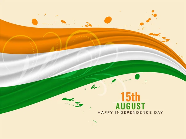 Indian Flag Theme Wave Style Background Independence Day Vector — Stock Vector