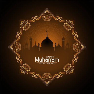 Mutlu Muharram ve İslami Yeni Yıl dekoratif arka plan vektörü