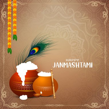 Mutlu Janmashtami Hindu geleneksel festival arkaplan tasarım vektörü