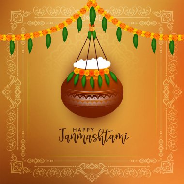 Happy janmashtami festival celebration classic background design vector