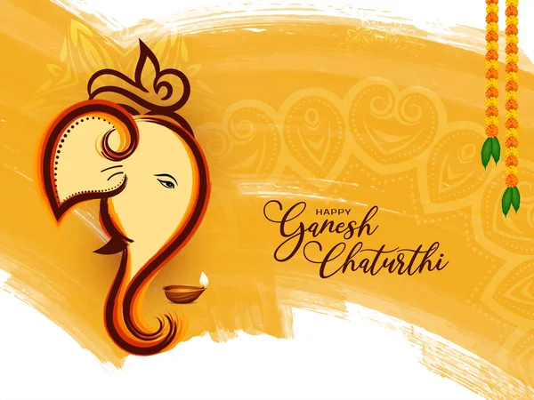 Religious Festival Happy Ganesh Chaturthi Background Design Vector — Stok Vektör