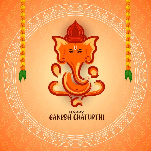 Religious Festival Happy Ganesh Chaturthi Background Design Vector — Stok Vektör
