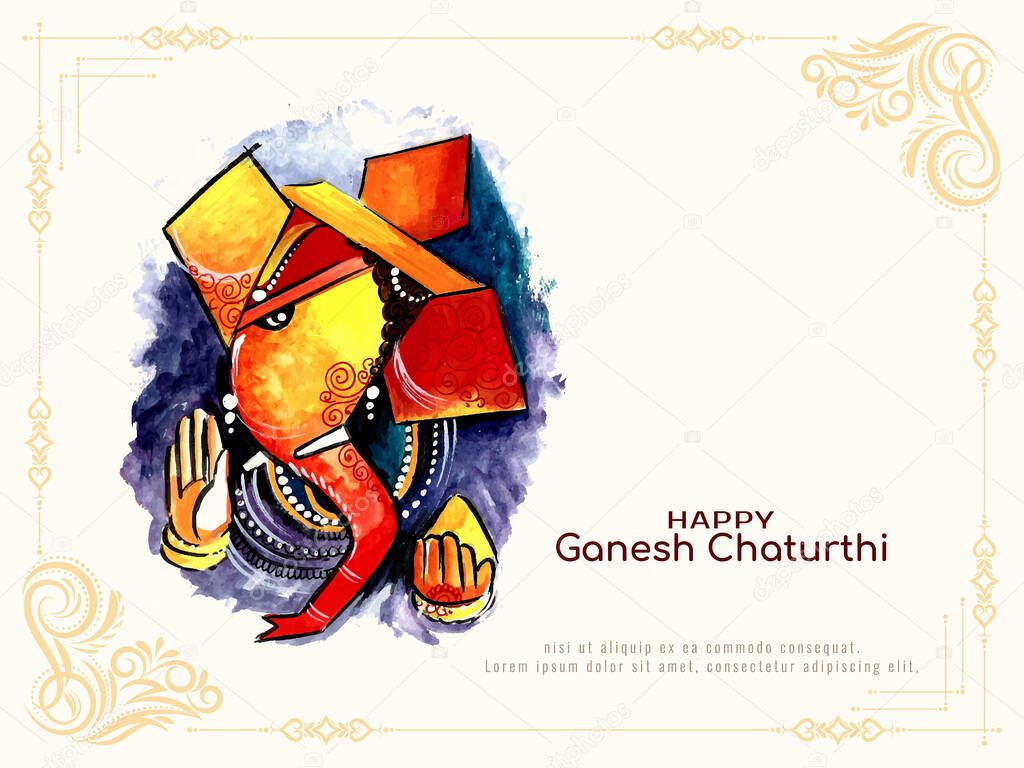 Happy Ganesh Chaturthi festival artistic religious background design vector