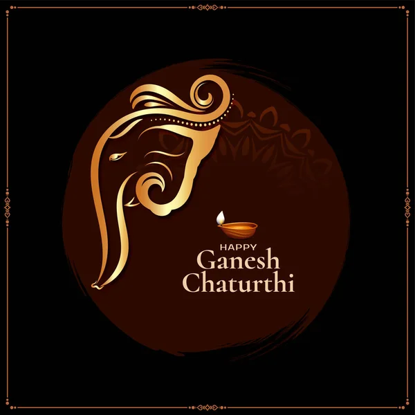 Cultural Happy Ganesh Chaturthi Indian Festival Greeting Background Vector — Stok Vektör