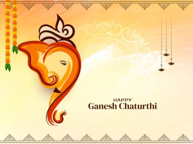 Happy Ganesh Chaturthi cultural festival celebration card design vector