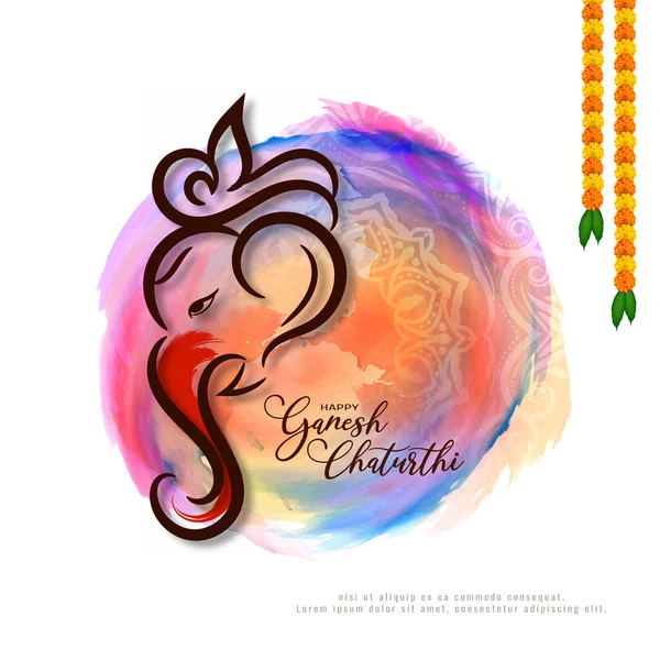 Happy Ganesh Chaturthi Cultural Festival Celebration Card Design Vector — Stock vektor