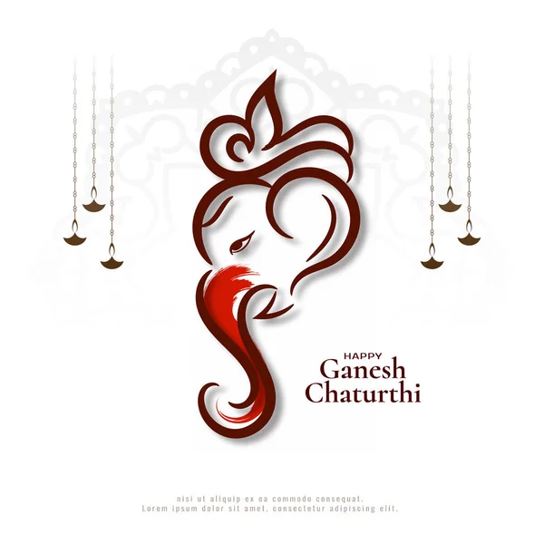 Happy Ganesh Chaturthi Hindu Festival Artistic Background Vector — Stok Vektör