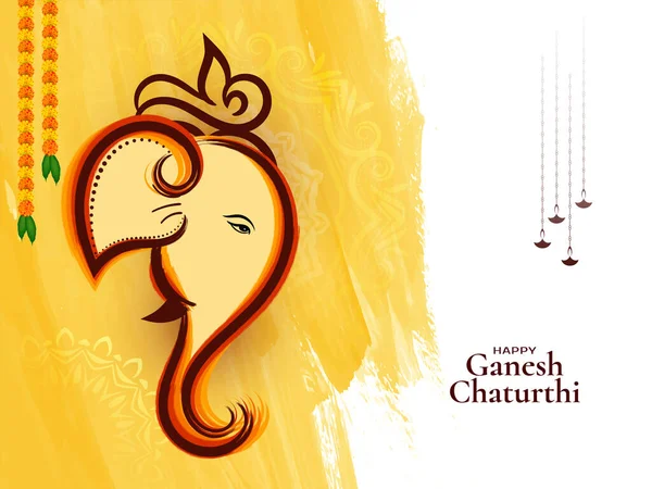 Happy Ganesh Chaturthi Indian Festival Celebration Background Vector — Stok Vektör