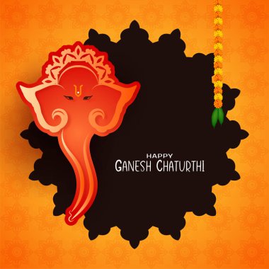 Happy Ganesh Chaturthi Indian festival yellow decorative card vector