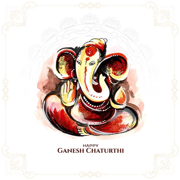 Happy Ganesh Chaturthi Indian Cultural Festival Mythology Background Vector — Stockový vektor