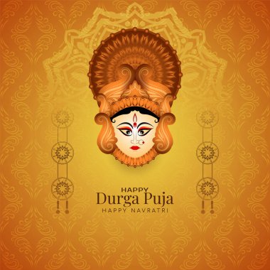 Happy navratri and Durga puja Hindu traditional festival card background vector