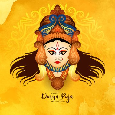 Religious beautiful Durga Puja and Happy navratri festival background design vector