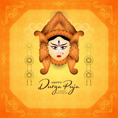 Happy Durga puja and happy Navratri goddess worship festival background vector