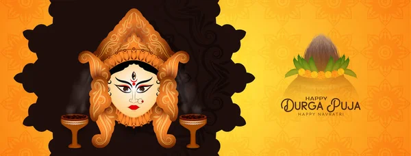 Дурга Пуджа Счастливая Богиня Навратри Поклоняются Фестивалю Культурного Приветствия Вектор — стоковый вектор