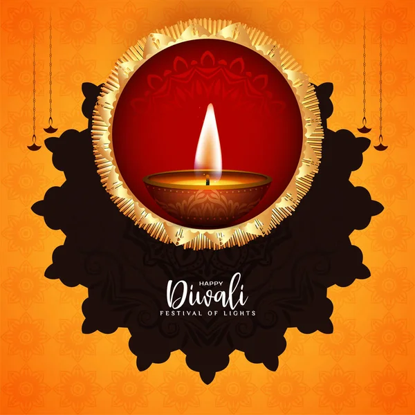 Feliz Festival Diwali Cultural Religioso Amarillo Fondo Diseño Vector — Archivo Imágenes Vectoriales