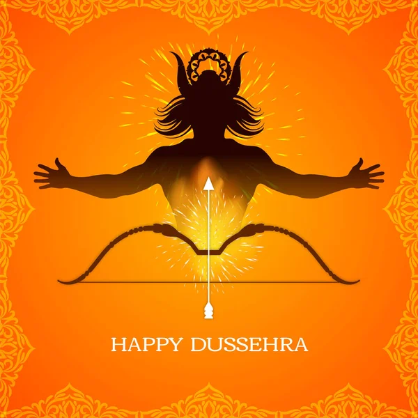 Happy Dussehra Hindoe Festival Culturele Begroeting Achtergrond Ontwerp Vector — Stockvector