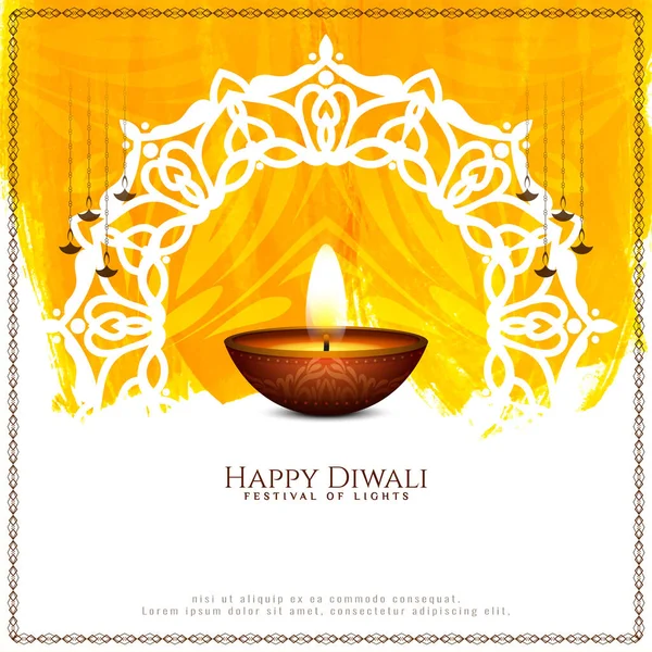 Happy Diwali Hindu Indian Festival Stylish Greeting Background Vector — Stock Vector