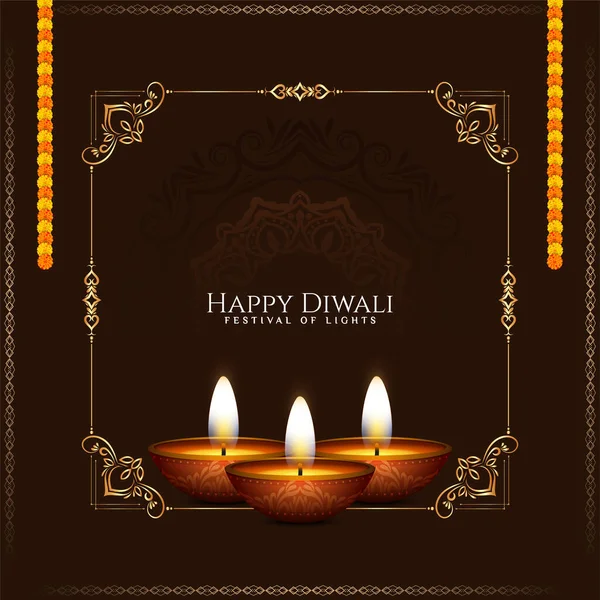 Felice Diwali Indiano Festival Culturale Saluto Sfondo Illustrazione Vettore — Vettoriale Stock