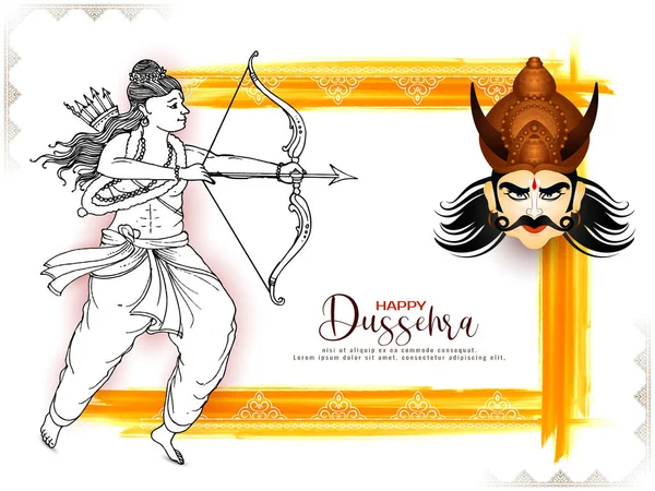 Tarjeta Celebración Del Festival Cultural Happy Dussehra Con Lord Rama — Vector de stock
