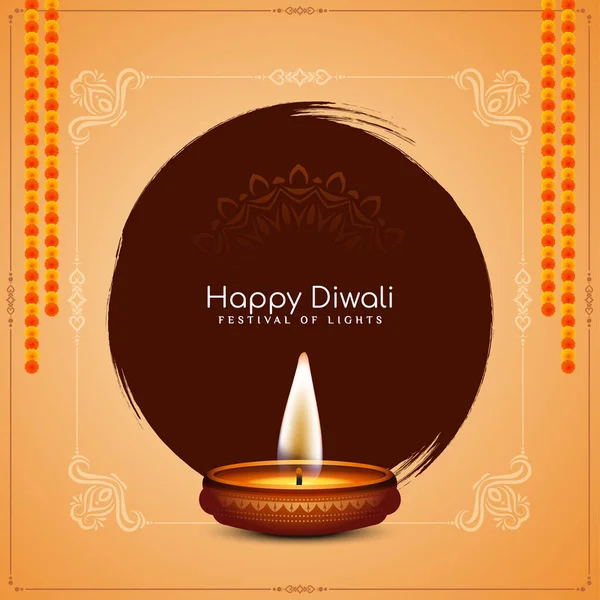 Elegant Happy Diwali Festival Celebration Greeting Background Design Vector — Stock Vector