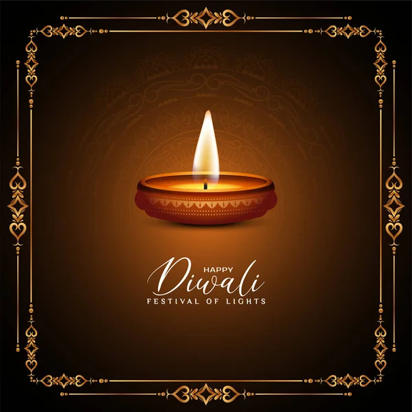 Happy Diwali Fête Traditionnelle Hindoue Fond Décoratif Vecteur Conception — Image vectorielle