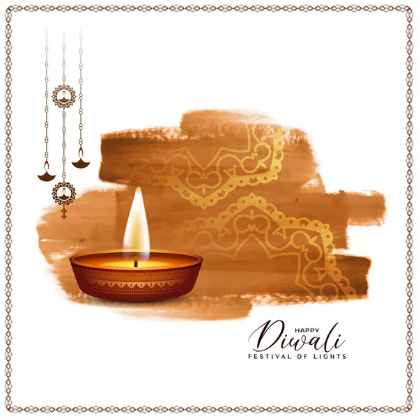 Feliz Festival Cultural Diwali Elegante Saludo Vector Diseño Fondo — Archivo Imágenes Vectoriales
