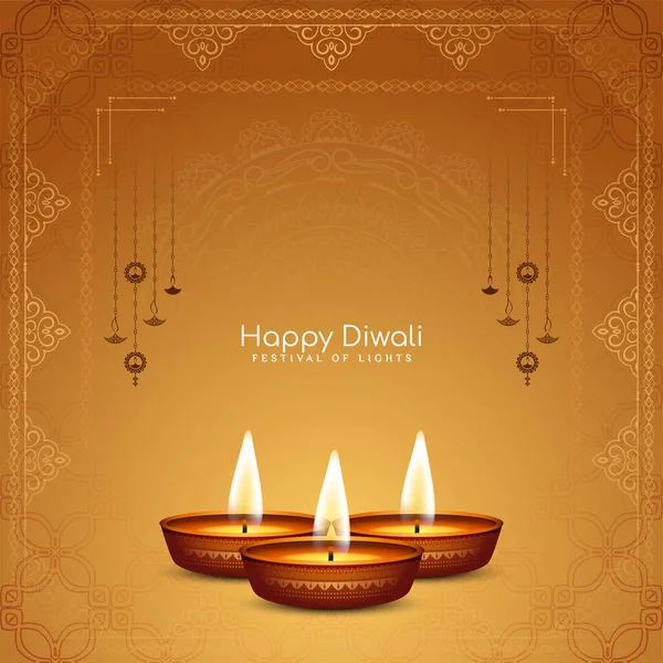 Happy Diwali Hindu Traditional Festival Celebration Decorative Background Design Vector — Stock Vector