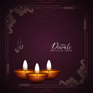 Mutlu Diwali Hint Kültür Festivali Klasik arka plan ve diya vektörü