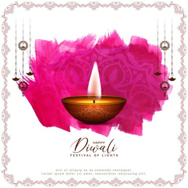 Güzel Mutlu Diwali Festivali tebrik kartı tasarım vektörü