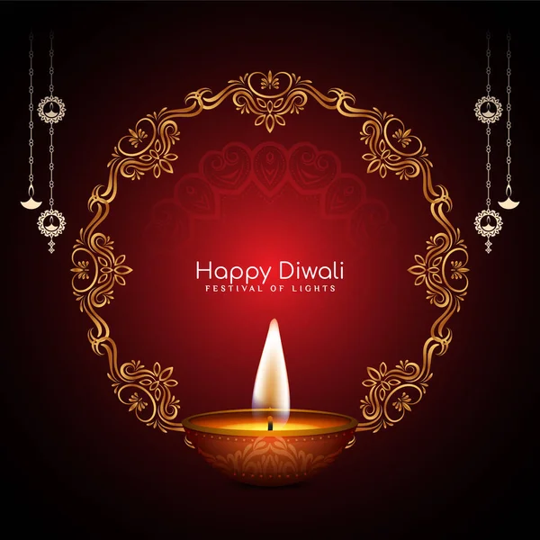 Belle Célébration Festival Happy Diwali Carte Vœux Vecteur Conception — Image vectorielle