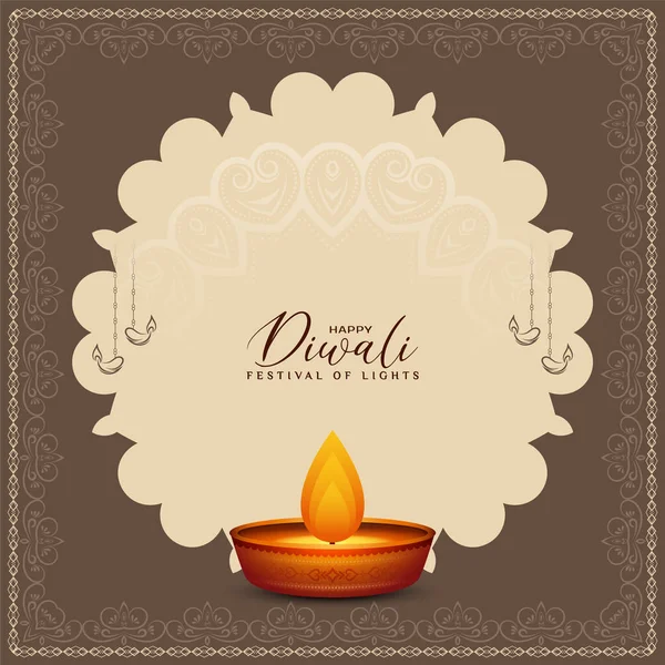 Felice Diwali Tradizionale Indiano Festival Decorativo Sfondo Design Vettore — Vettoriale Stock