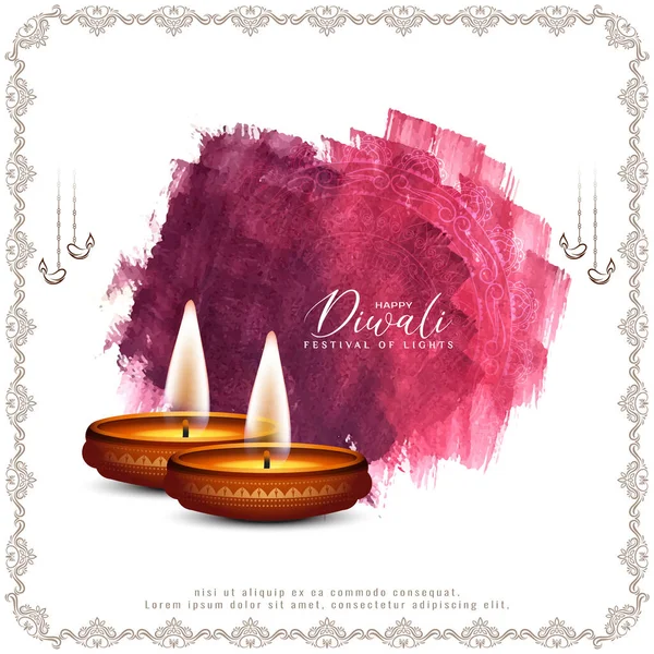 Bela Festa Feliz Diwali Celebração Vetor Design Cartão Saudação — Vetor de Stock